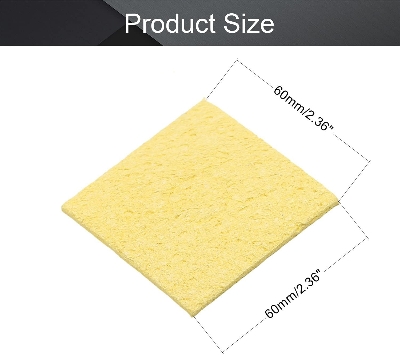 Picture of 2pcs Soldering Sponge 60mm x 60mm for Iron Tips, Soldering Iron Cleaning Sponge Solder Tip Welding Clean Pads, Yellow Square Picture of 2pcs Soldering Sponge 60mm x 60mm for Iron Tips, Soldering Iron Cleaning Sponge Solder Tip Welding Clean Pads, Yellow Square