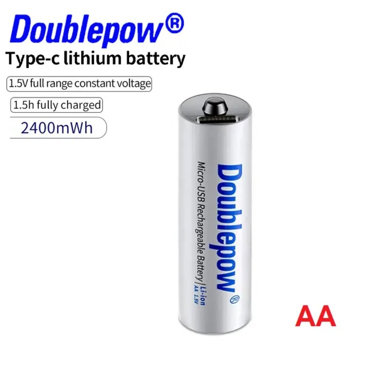 Picture of 1.5V Type C 2400mWh lithium Li-Ion 1.5 volt battery size aa rechargeable battery with Micro Type C- 1pcs