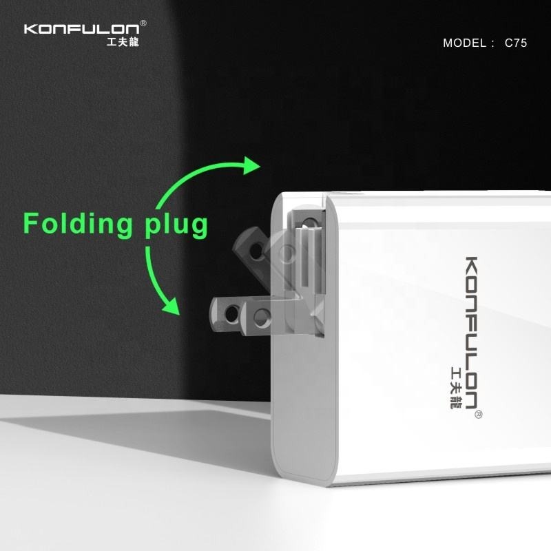 Picture of Konfulon GaN 65W super fast charger small size folding pin design mobile phone laptop charger combination EU&US
