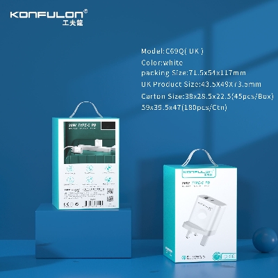 Picture of KONFULON Trending 20W Charger with UK Plug and Type-C & USB-A Outputs for Mobile Phone Fast Charging in Travel
