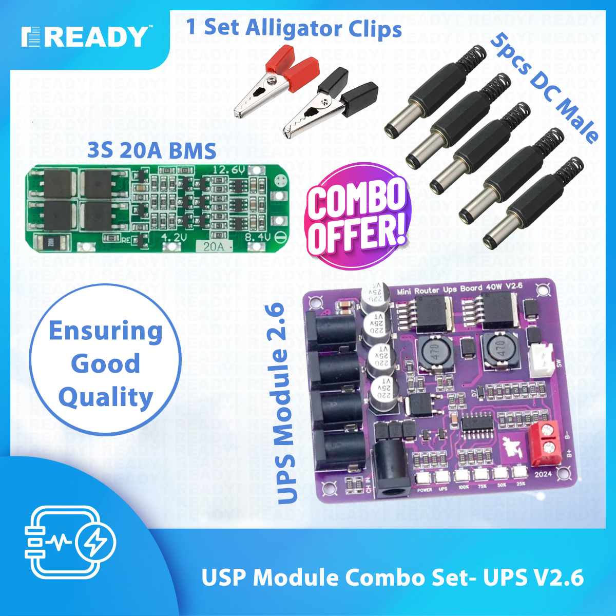 Picture of Mini Router UPS Combo Set  Borad 40W V2.6 Battery Charger Board 11.1V Battery Charger For Router and Onu - READY ELECTRONICS Picture of Mini Router UPS Combo Set  Borad 40W V2.6 Battery Charger Board 11.1V Battery Charger For Router and Onu - READY ELECTRONICS