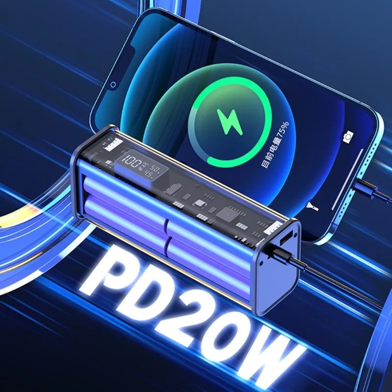 Picture of PD22.5W DIY Battery Charger Case Fast Charging Case for 8PCS 18650 20800mA Battery Charging Power Bank Box Battery Charger (Without Battery)