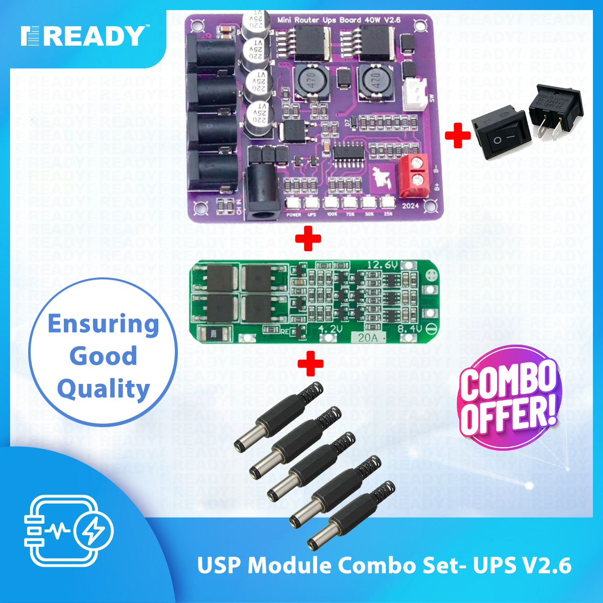 Picture of Mini Router UPS Combo Set Borad 40W V2.6 Battery Charger Board 11.1V Battery Charger Router UPS Pack DIY- READY ELECTRONICS Picture of Mini Router UPS Combo Set Borad 40W V2.6 Battery Charger Board 11.1V Battery Charger Router UPS Pack DIY- READY ELECTRONICS
