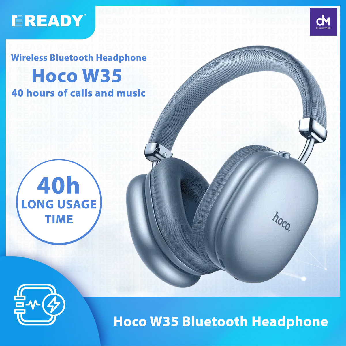 Picture of Hoco Headphones W35 Sound Magic Bluetooth Wireless Wired Headphone Hoco W35 Wireless Headphone - Silver Picture of Hoco Headphones W35 Sound Magic Bluetooth Wireless Wired Headphone Hoco W35 Wireless Headphone - Silver