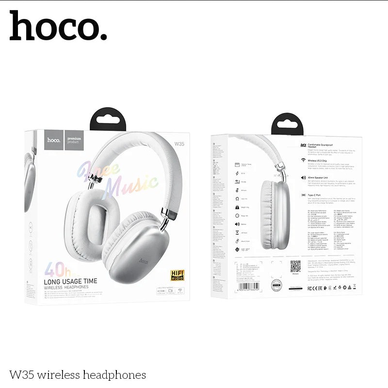 Picture of Hoco Headphones W35 Sound Magic Bluetooth Wireless Wired Headphone Hoco W35 Wireless Headphone - Silver Picture of Hoco Headphones W35 Sound Magic Bluetooth Wireless Wired Headphone Hoco W35 Wireless Headphone - Silver