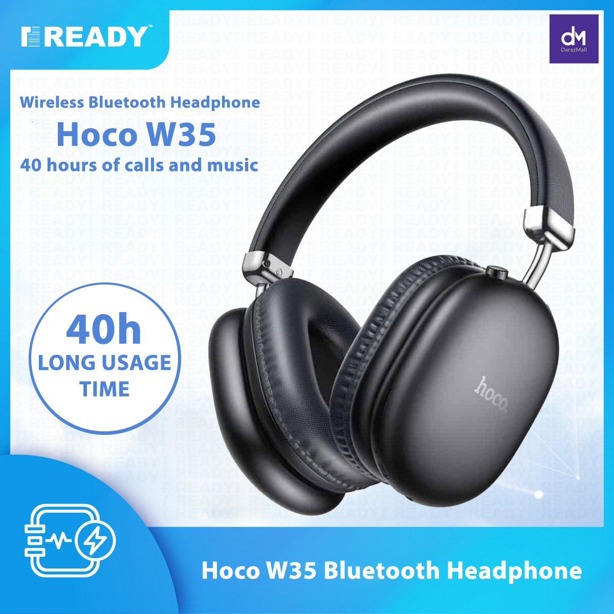 Picture of Hoco Headphones W35 Sound Magic Bluetooth Wireless Wired Headphone Hoco W35 Wireless Headphone - Black
