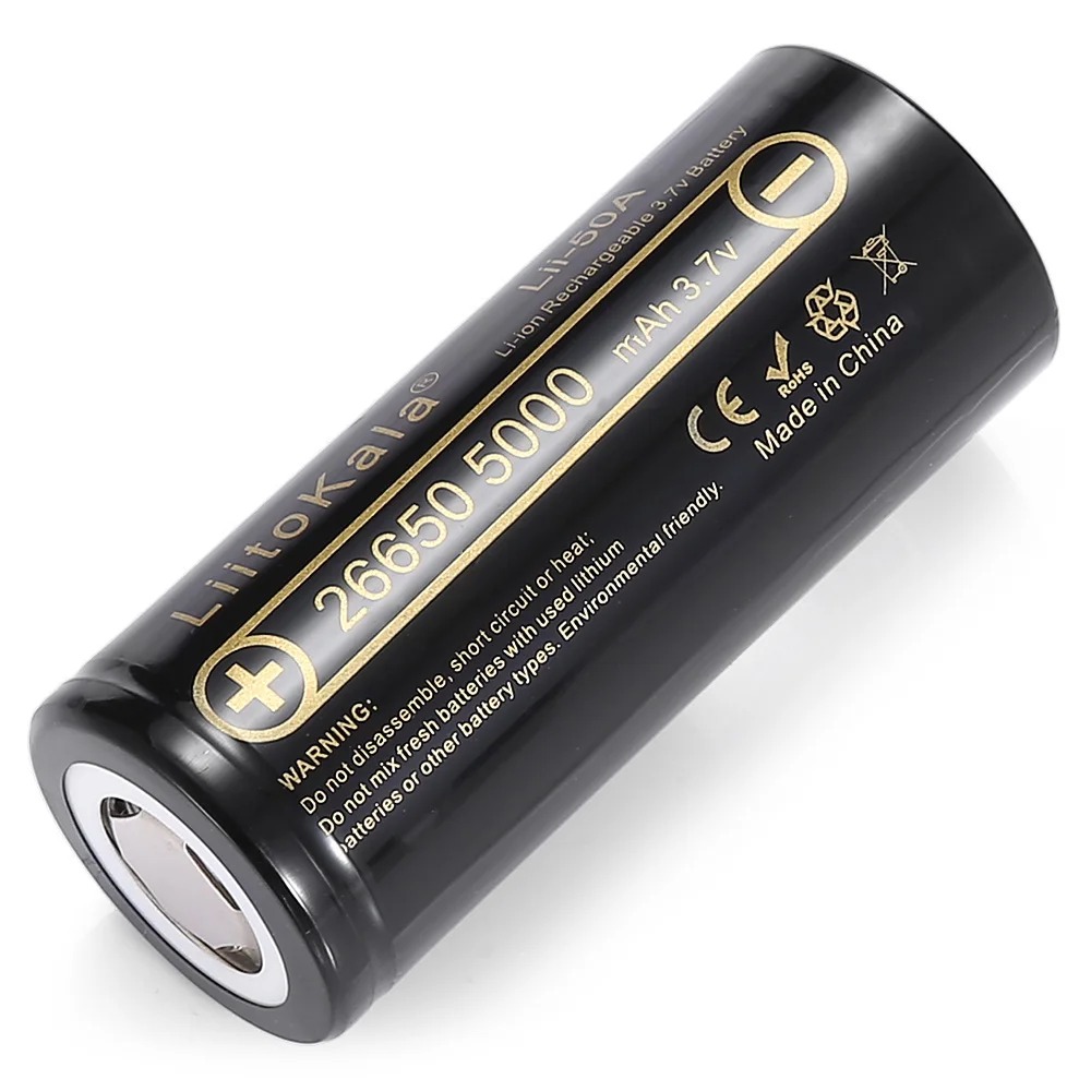 Picture of LiitoKala Lii-50A 26650 5000mAh 3.7V Li-ion Rechargeable Battery 26650 Lithium ion Battery- 1pcs