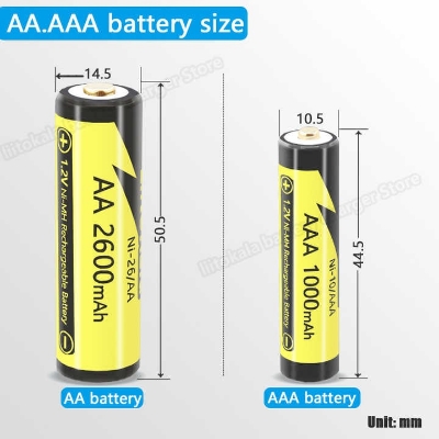 Picture of AAA 1000MAH/AA 1000MAH NiMH 1.2V Rechargeable Battery Suitable for Toys Mice,with 4PC AAA Battery