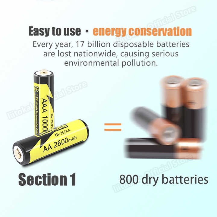 Picture of AAA 1000MAH/AA 1000MAH NiMH 1.2V Rechargeable Battery Suitable for Toys Mice,with 4PC AAA Battery