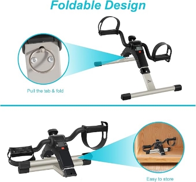 Picture of Mini Exercise Cycle/Portable Folding Arm & Leg Pedal Exerciser With Digital Lcd Display Home Indoor Mini Exercise Bike Resistance Adjustable - Sports & Fitness