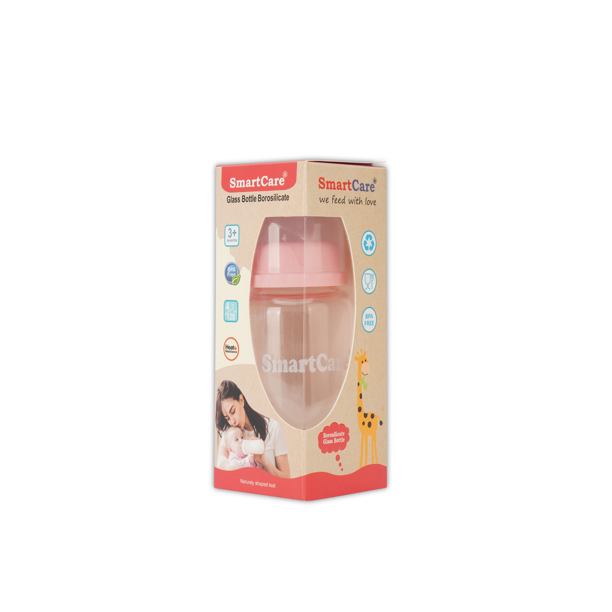 Smart Care Borosilicate Baby Feeding Bottle (120ml) Glass