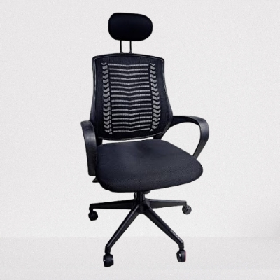 Picture of CW-EC-05PB (V-mash Black Revolving Chair with Headrest) - chair