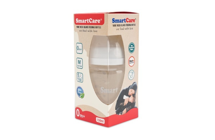 SmartCare Wide Neck Glass Bottle Baby Feeder – 150ml (5oz)