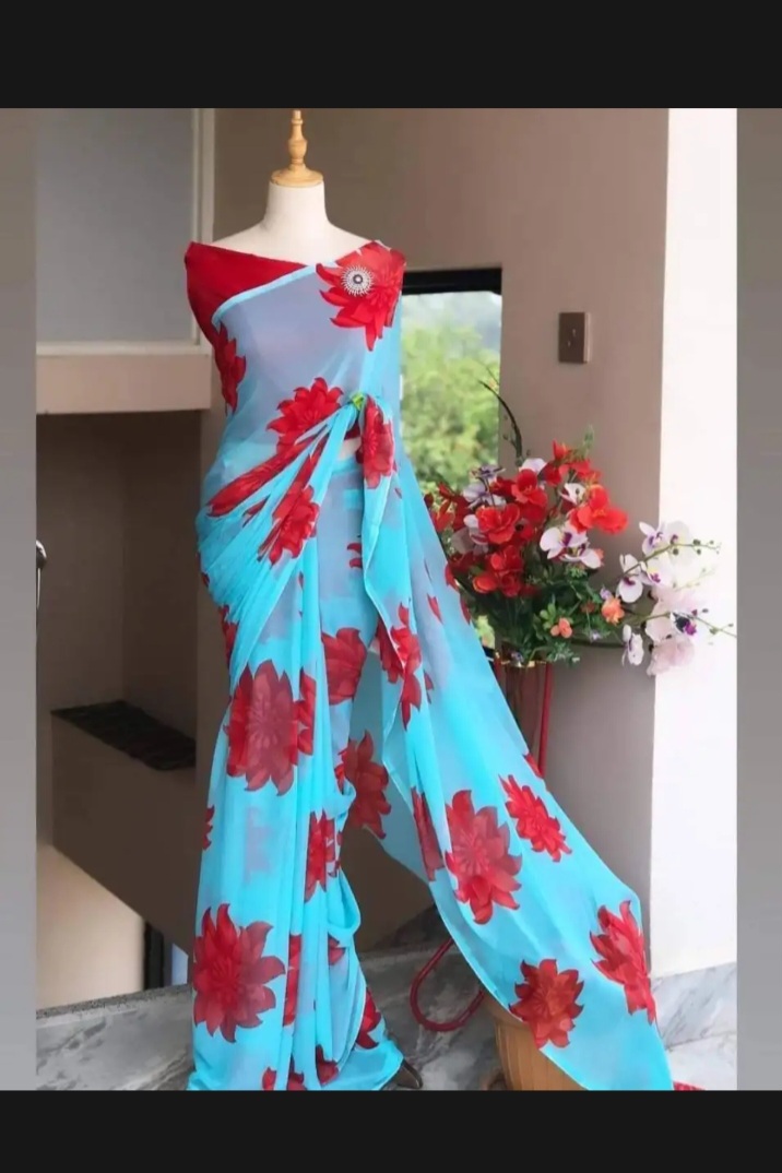 Picture of Elegent Georgette Stylish with a Gorgeous Look Comfortab Sari for Womanle