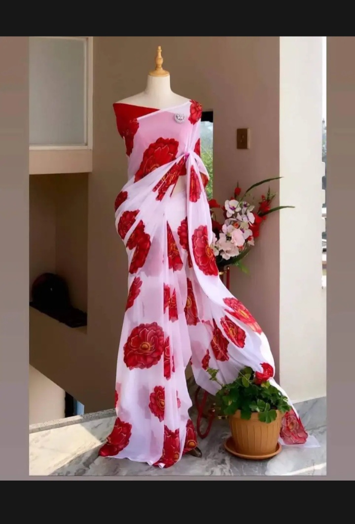 Picture of Elegent Georgette Stylish with a Gorgeous Look Comfortab Sari for Womanle