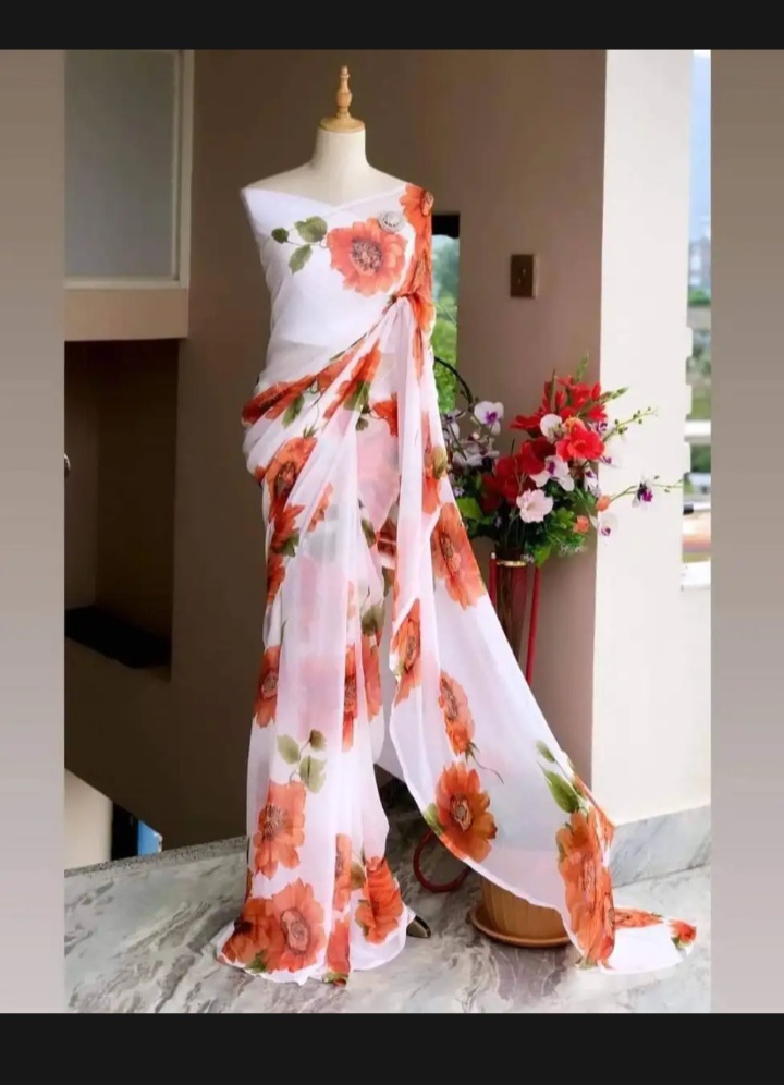 Picture of Elegent Georgette Stylish with a Gorgeous Look Comfortab Sari for Womanle