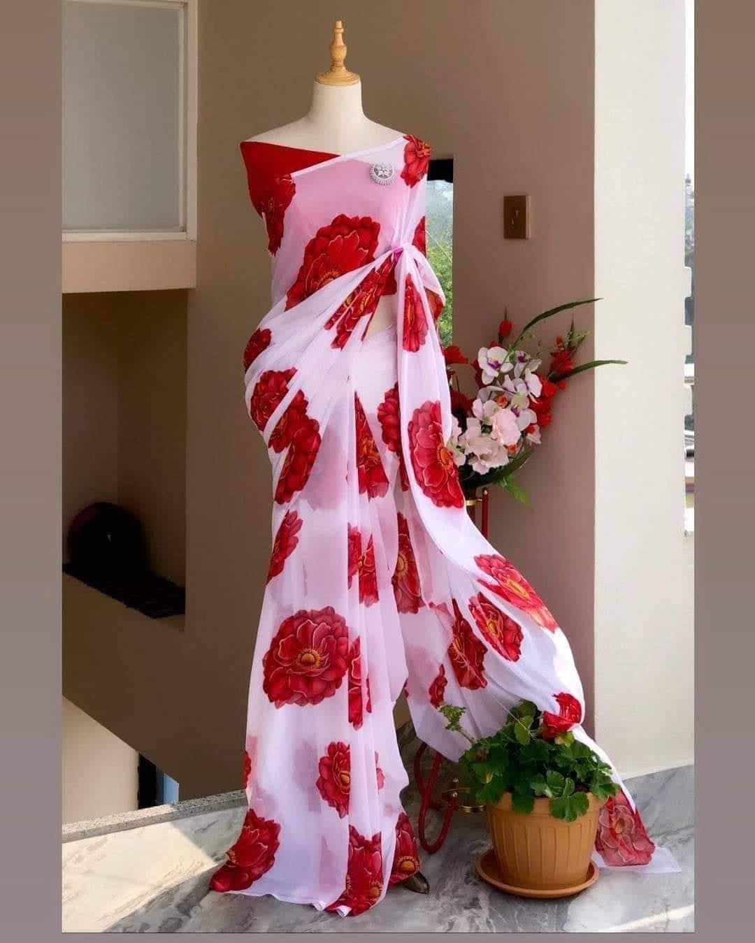 Picture of New Georgette parle lesce sari Print Saree for women