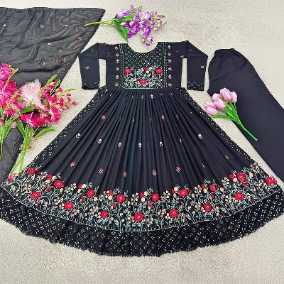 Picture of Indian Georgette Stitched 4-Piece Shalwar Kameez - Elegant Traditional Wear