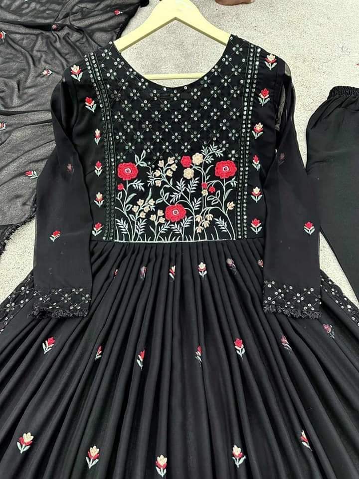 Picture of Indian Georgette Stitched 4-Piece Shalwar Kameez - Elegant Traditional Wear