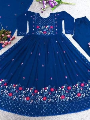 Picture of Indian Georgette Stitched 4-Piece Shalwar Kameez - Elegant Traditional Wear