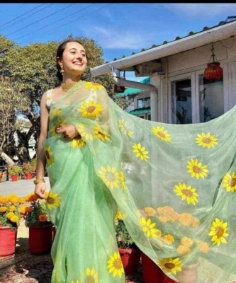 Picture of Georgette organza Febric saree for women with blouse