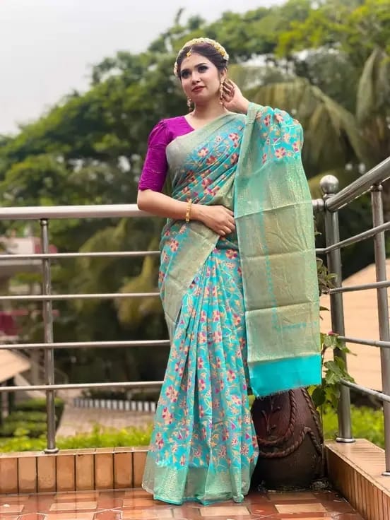 Picture of Half silk afsana skain print sari/ saree skin print