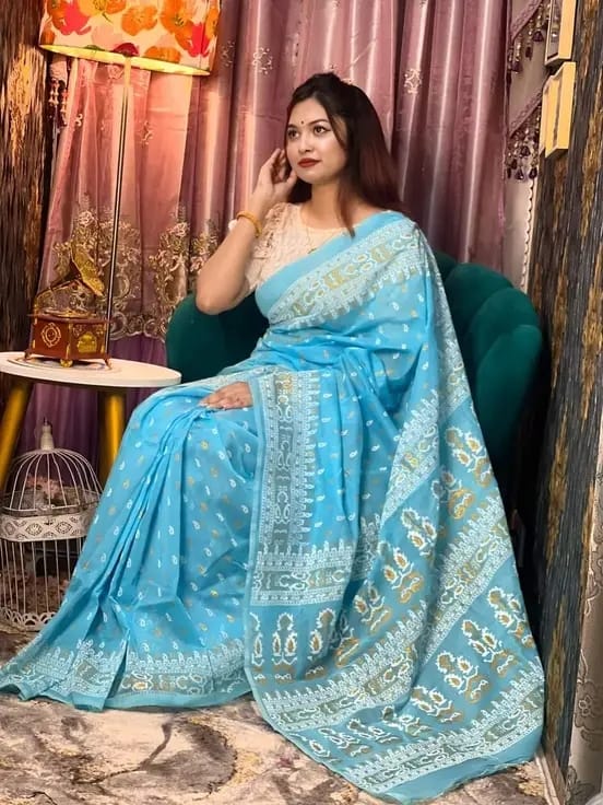 Picture of Half silk afsana skain print sari/ saree skin print