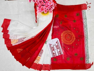 Picture of Women dhupian silk sari and panjabi work dolar print