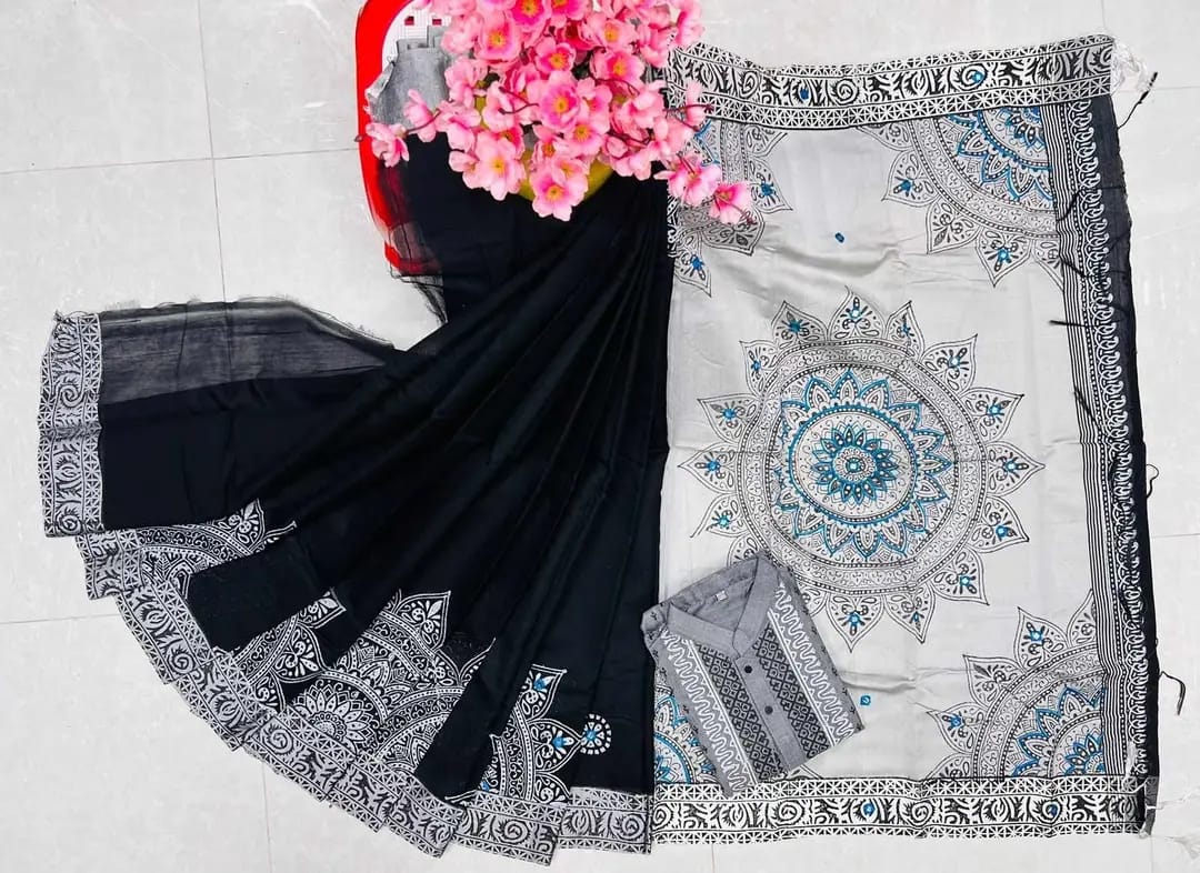 Picture of Women dhupian silk sari and panjabi work dolar print