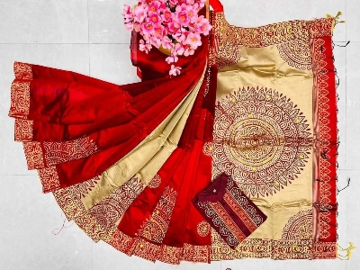 Picture of Women dhupian silk sari and panjabi work dolar print