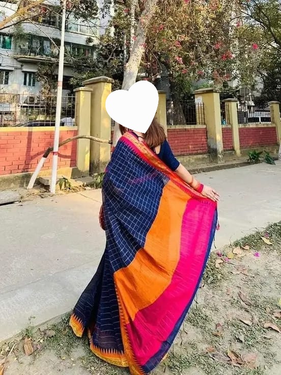 Picture of Half silk nokshe paier jamdani sari for women/Saree