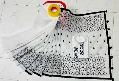 Picture of Half silk couple sari and panjabi ambodari and subcotton