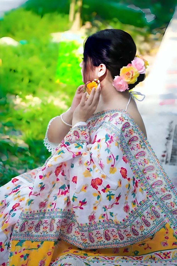 Picture of Fashionable Trendy Digital print Tangail saree for Women
