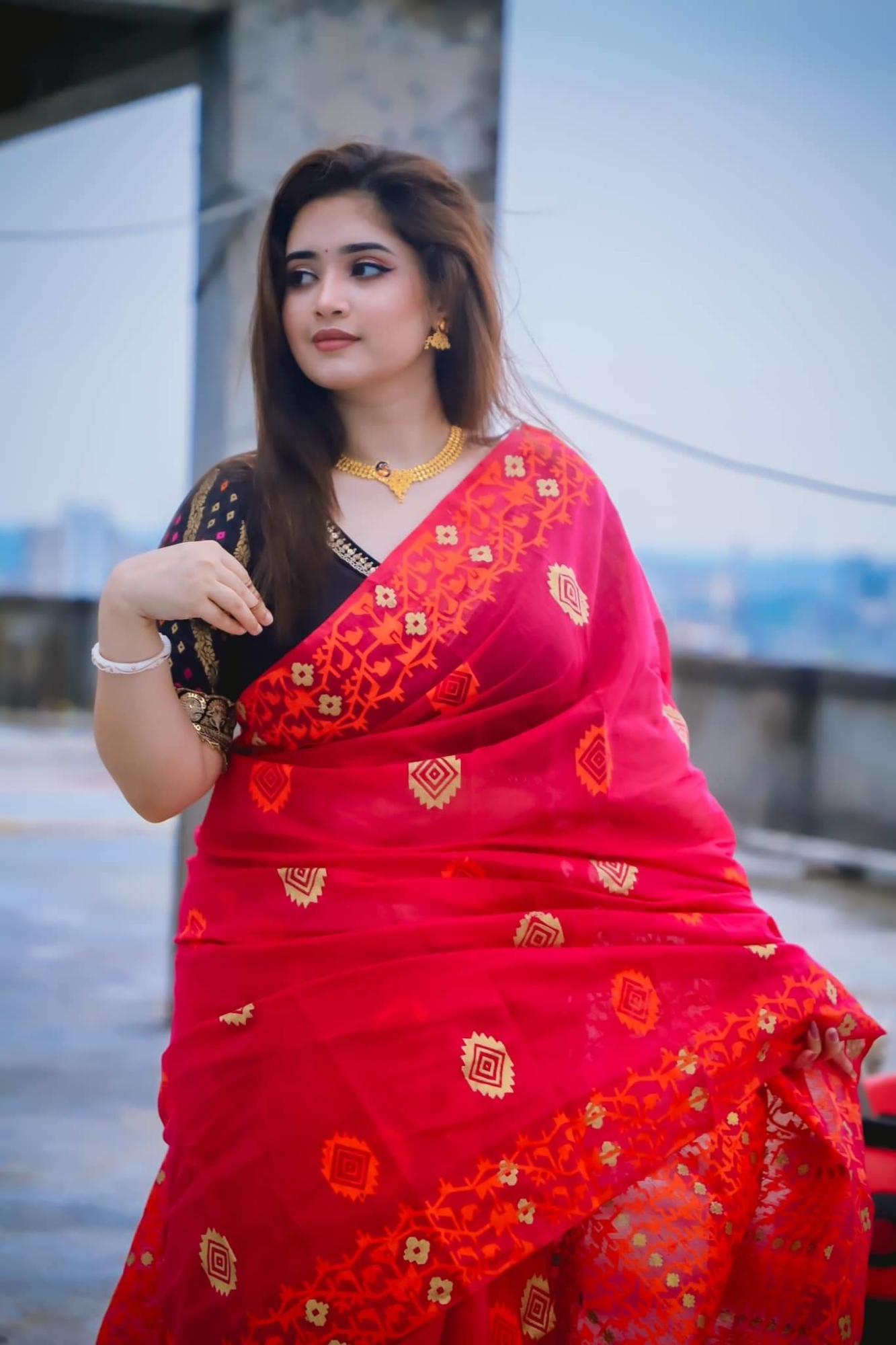 Picture of New half silk skin print for women/Saree women print