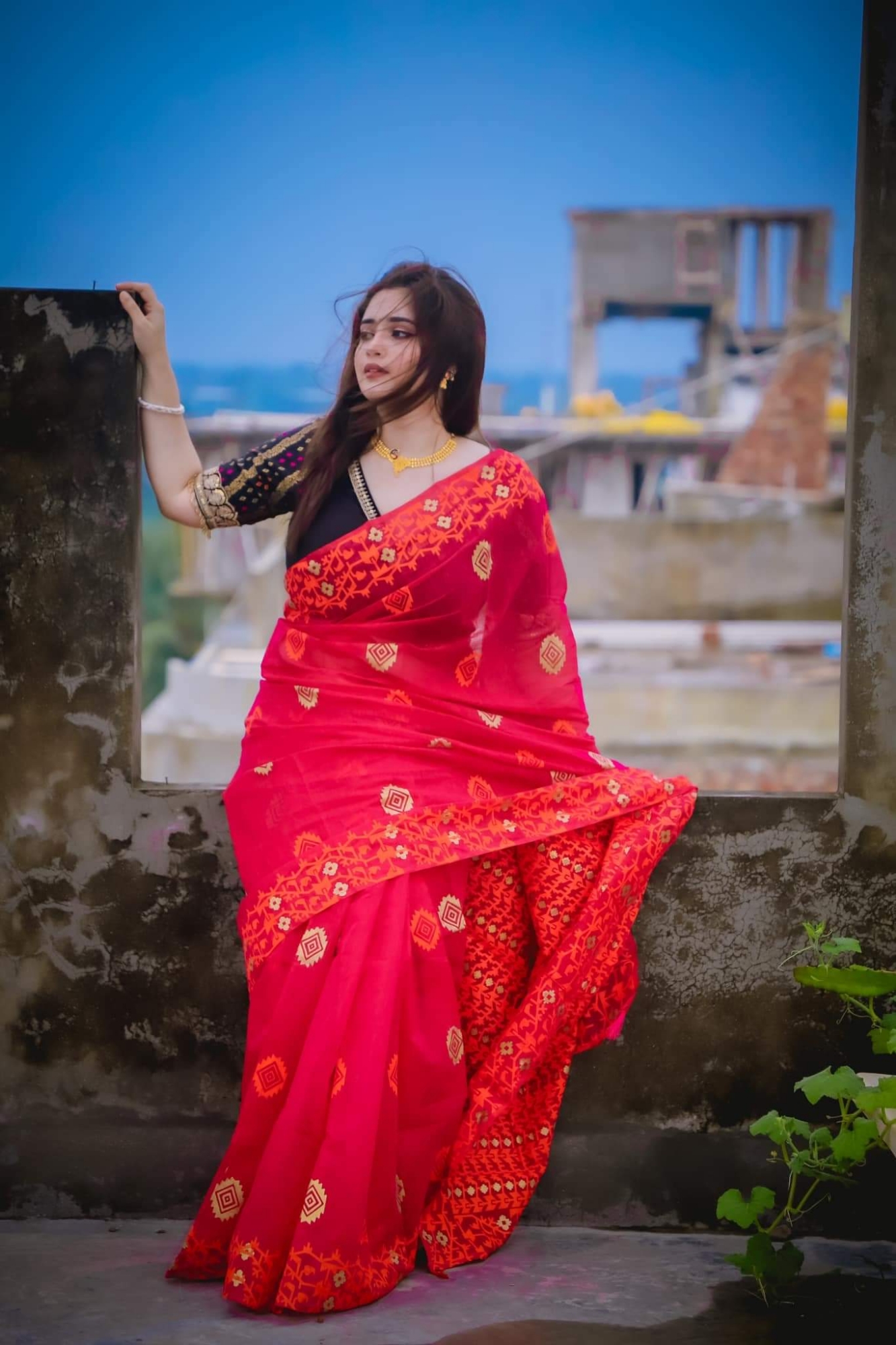 Picture of New half silk skin print for women/Saree women print