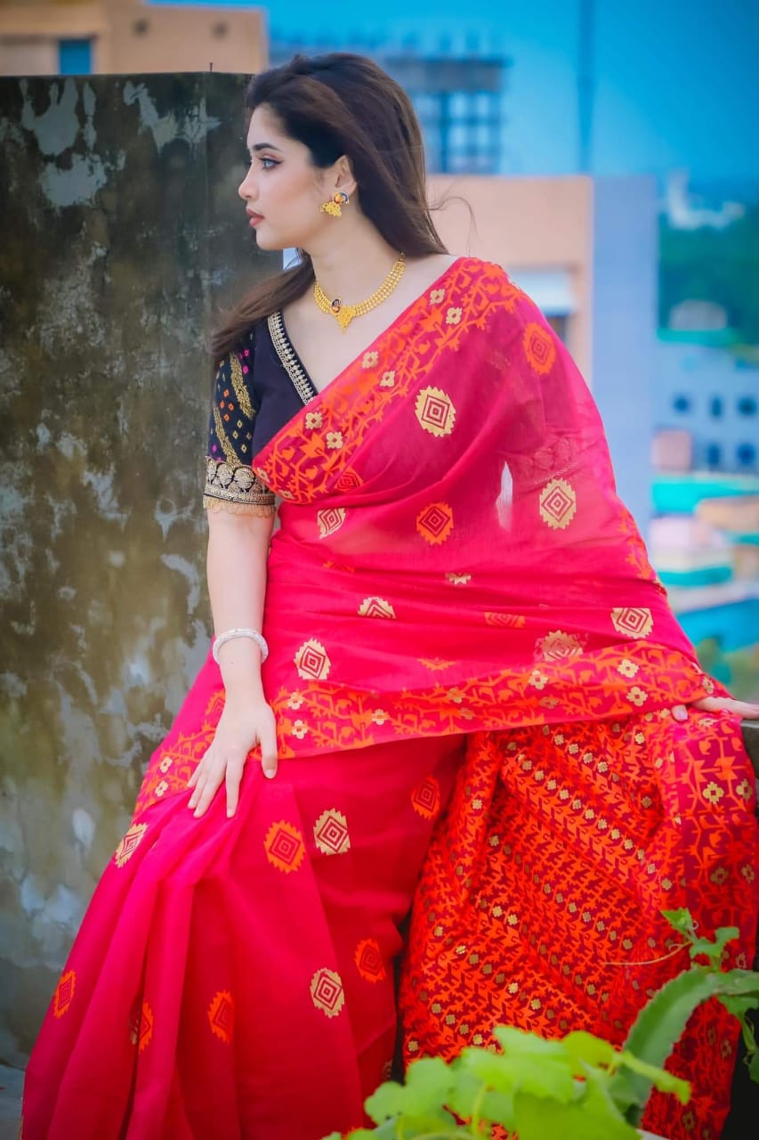Picture of New half silk skin print for women/Saree women print