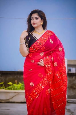 Picture of New half silk skin print for women/Saree women print
