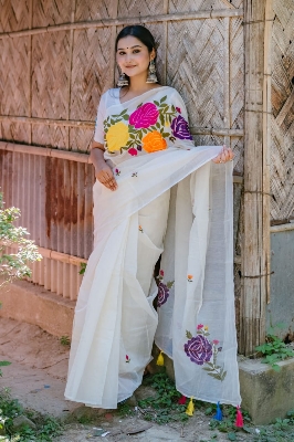 Picture of Soft weightloss semi muslin saree for women suitable for every season