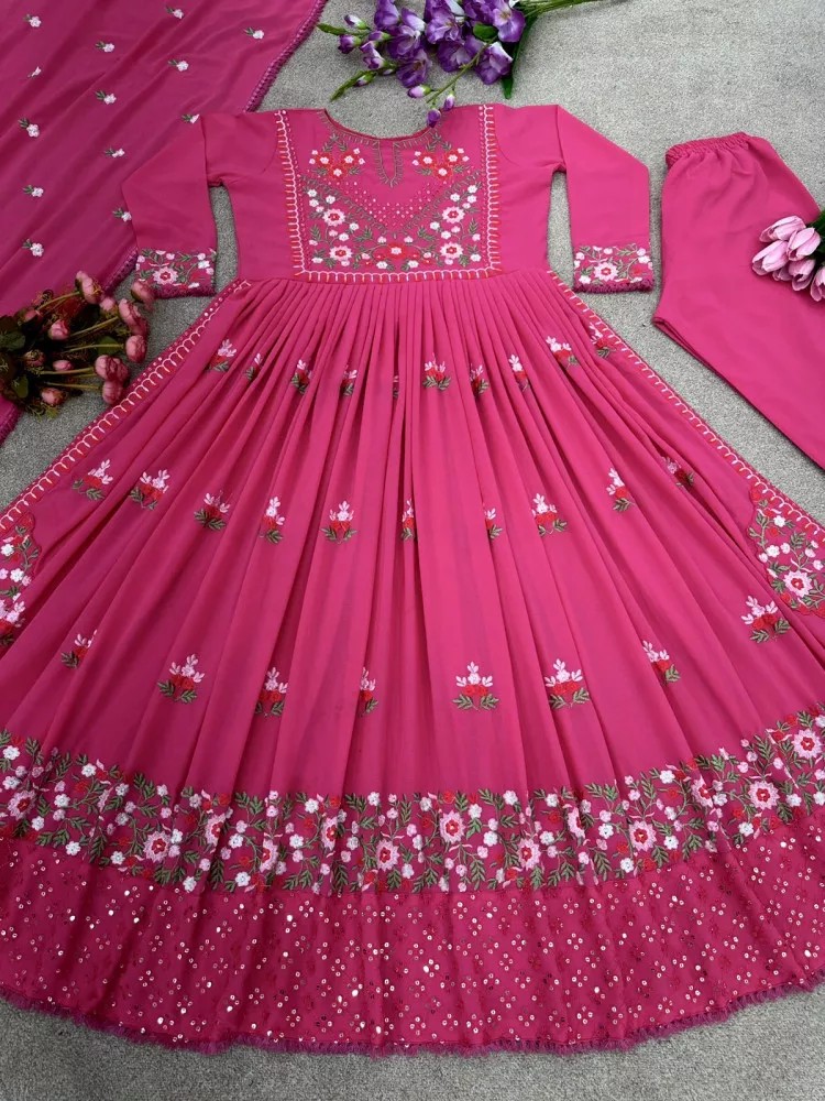 Picture of Indian Gujrati Stitched Four pics Shalwar Kameez with lace for women