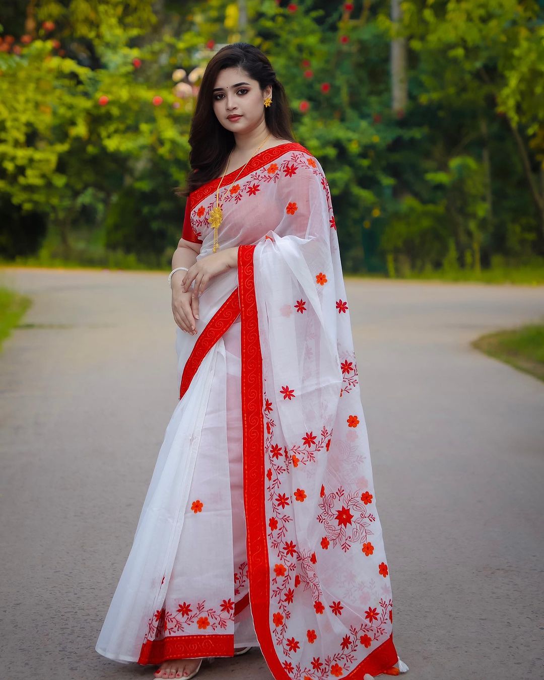 Picture of Dhupian half silk skin print sari for women New /Saree