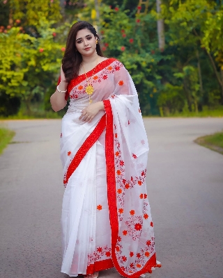 Picture of Dhupian half silk skin print sari for women New /Saree