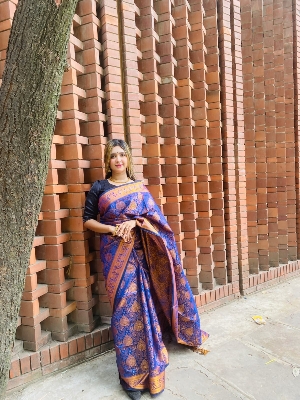 Picture of Elegant Design Best quality Soft Silk Katan Saree Stylish and Fashionable Ethnic Wear