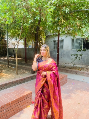 Picture of Elegant Design Best quality Soft Silk Katan Saree Stylish and Fashionable Ethnic Wear