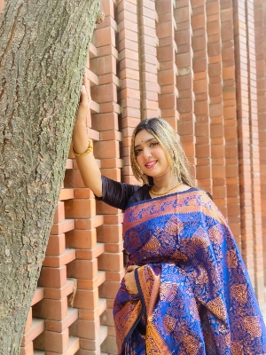 Picture of Elegant Design Best quality Soft Silk Katan Saree Stylish and Fashionable Ethnic Wear