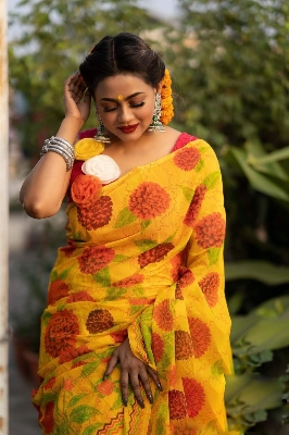 Picture of Exclusive & Stylish Brand New Half] Silk Screen Print Saree for Women - Suitable for All Season and Occasions