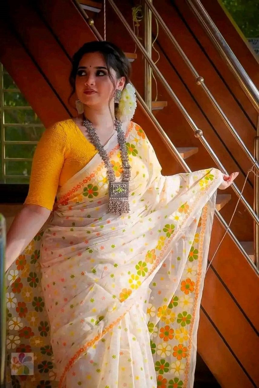 Picture of Exclusive & Stylish Brand New Half] Silk Screen Print Saree for Women - Suitable for All Season and Occasions