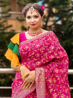 Picture of Exclusive & Stylish Brand New Half] Silk Screen Print Saree for Women