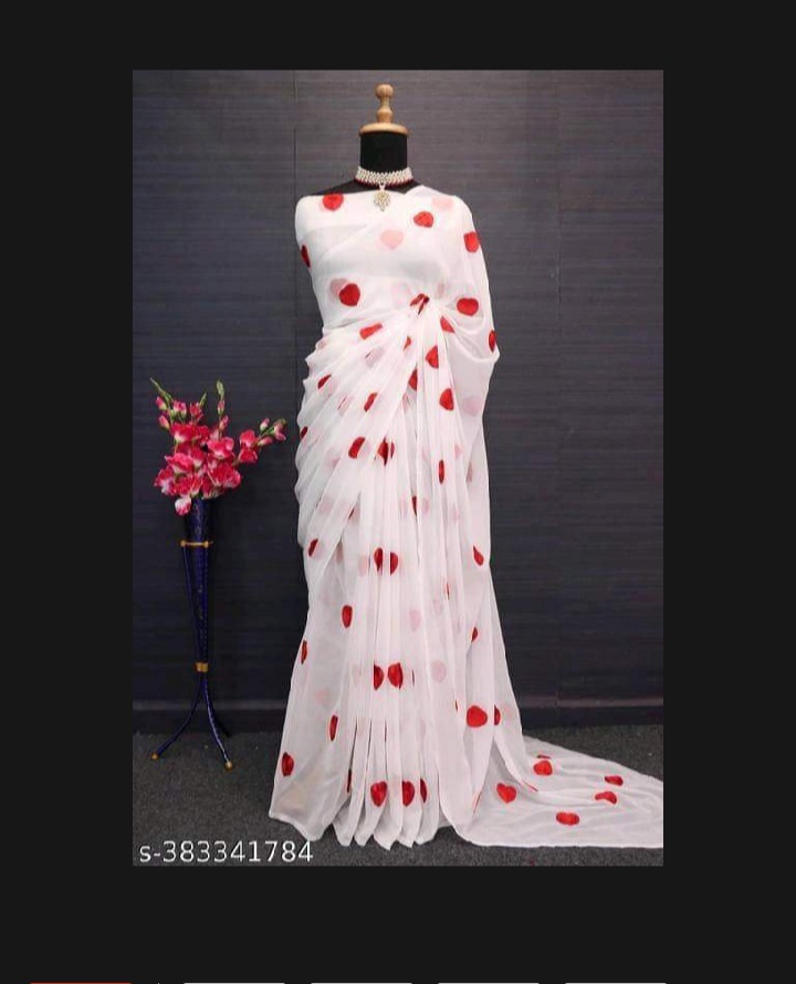 Picture of Viral Georgette sharee with embroidery work blouse pics