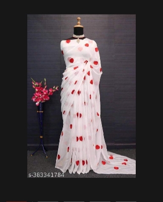 Picture of Viral Georgette sharee with embroidery work blouse pics