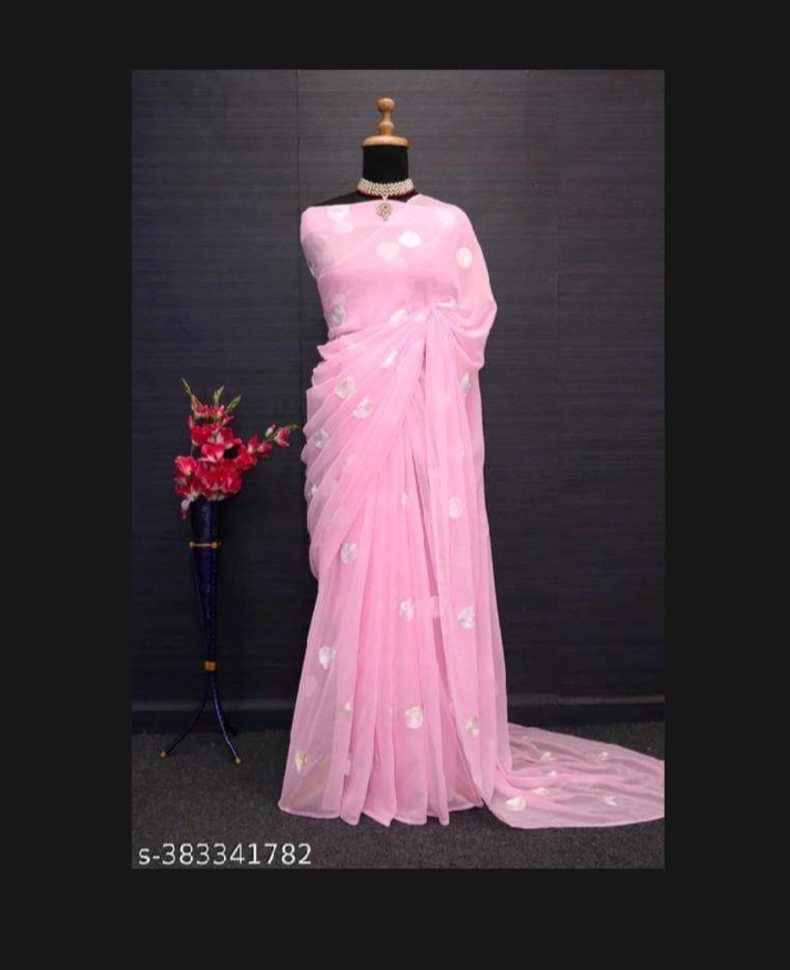 Picture of Viral Georgette sharee with embroidery work blouse pics